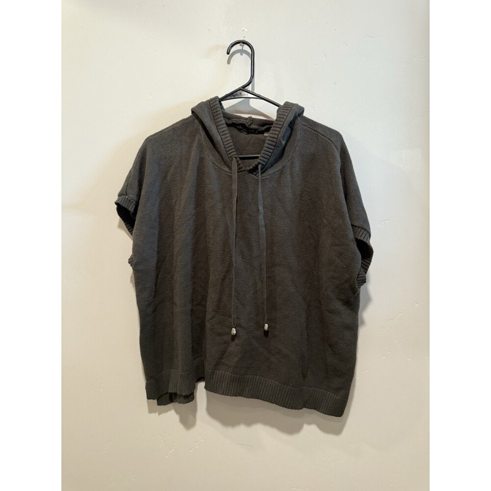 T Tahari Hooded Sweater L Olive